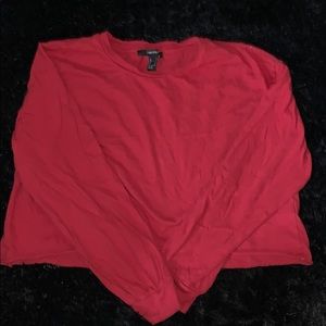 Red Long Sleeve Crop Top